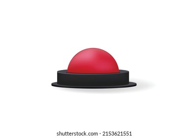 Red button side view. Volumetric symbol of emergency shutdown and inclusion of spare power press in emergency vector situation