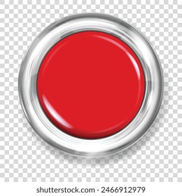 Rotes Button mit silbernem Metallrand