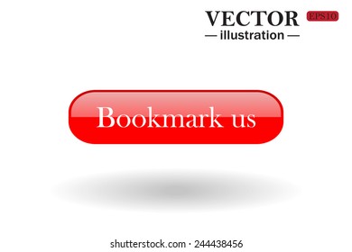 Red  button for a site. Bookmark us. Vector illustration, EPS 10