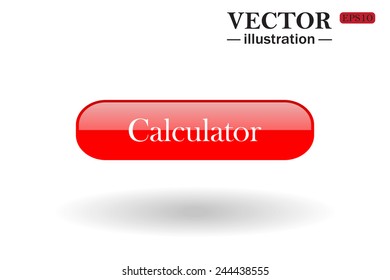 Red  button for a site. Calculator. Vector illustration, EPS 10