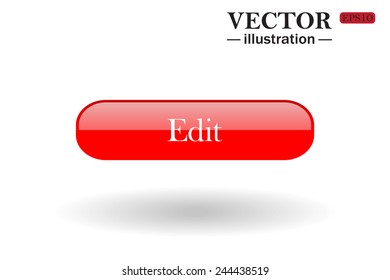 Red  button for a site. Edit. Vector illustration, EPS 10