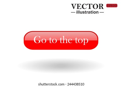 Red  button for a site. Go to the top. Vector illustration, EPS 10