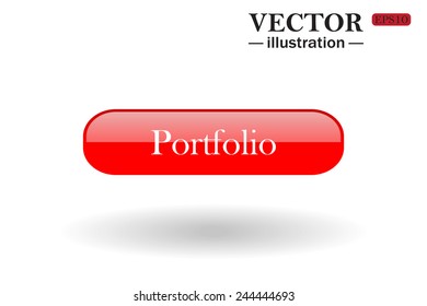 Red button for a site. Portfolio. Vector illustration, EPS 10