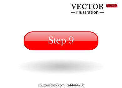 Red button for a site. Step. Vector illustration, EPS 10