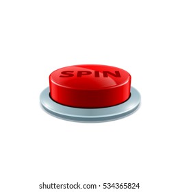 red button spin 3d vector realistic object isolated on white