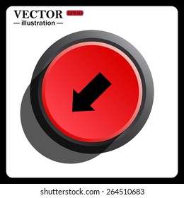 Red button start, stop. arrow indicates the direction, icon, vector illustration. Flat design style 