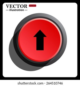Red button start, stop. arrow indicates the direction, icon, vector illustration. Flat design style 