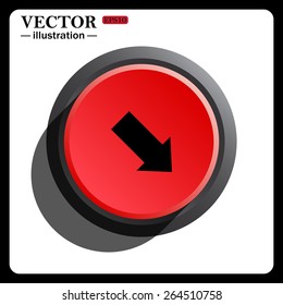 Red button start, stop. arrow indicates the direction, icon, vector illustration. Flat design style 