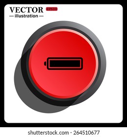 Red button start, stop. battery, icon, vector illustration. Flat design style 