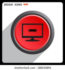 Red button start, stop. battery. icon. vector design