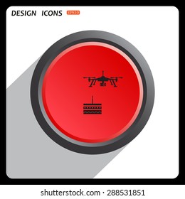 Red button start, stop. Birthday cake. icon. vector design