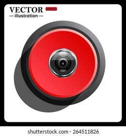 Red button start, stop. camera, icon, vector illustration. Flat design style 
