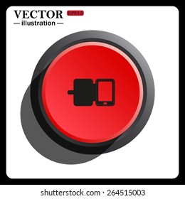 Red button start, stop. Case for phone , vector illustration, EPS 10
