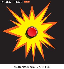 Red button start, stop. icon. vector design
