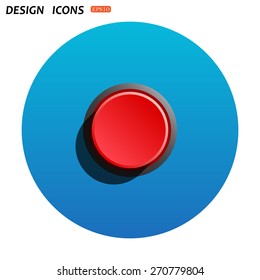 Red button start, stop. icon. vector design