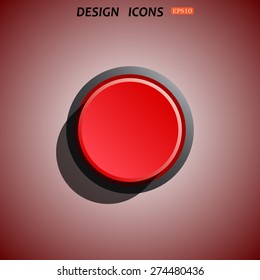 Red button start, stop. icon. vector design