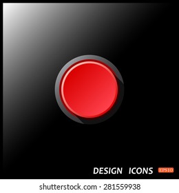 Red button start, stop. icon. vector design