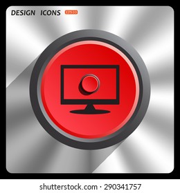 Red button start, stop. icon. vector design
