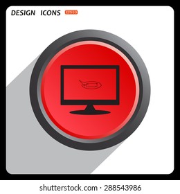 Red button start, stop. instant messages online. icon. vector design