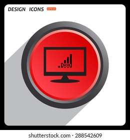 Red button start, stop. no signal, poor signal strength, signal strength indicator. icon. vector design