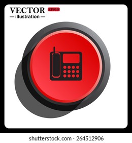 Red button start, stop. phone, icon, vector illustration. Flat design style 