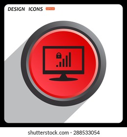 Red button start, stop. signal strength indicator, closed access icon. vector design