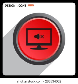 Red button start, stop. Sound off icon. vector design