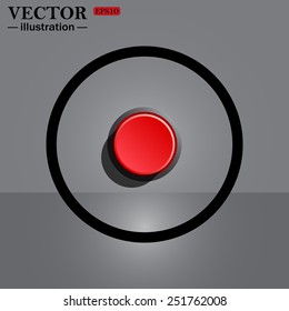Red button start, stop. Vector illustration, EPS 10