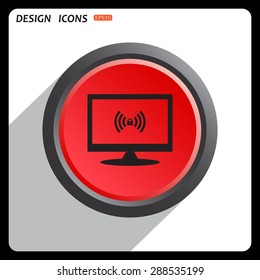 Red button start, stop. Wireless network access is closed, locked. icon. vector design