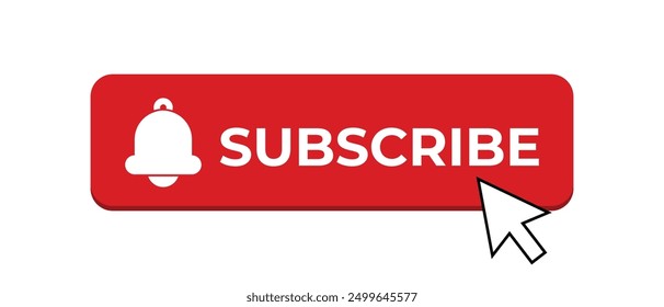 Red button subscribe of channel. Subscribe button in flat style. Subscribe red button and notification bell. Vector illustration