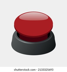 Botón rojo, símbolo de alerta y potencia, control de ojivas nucleares, ilustración vectorial