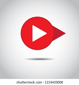 Red button video player. Social media. Flat Social Media Background Sign Download. Vector Logo. EPS10