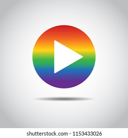Red button video player. Social media icon in LGBT color. Flat Social Media Background Sign Download. Vector Logo. EPS10