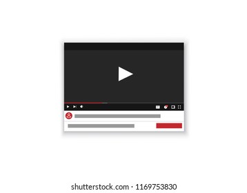 Red button video player Social media YouTube. Vector illustration. The YouTube logo is printed on paper. website for sharing videos.