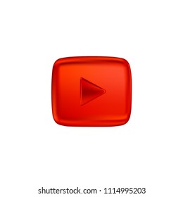 Red button video player. Vector illustration.