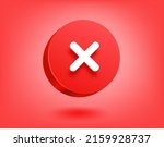 Red button with white cross. 3d vector buttons