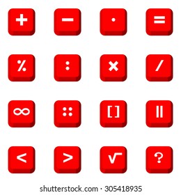 Red buttons with mathematical characters