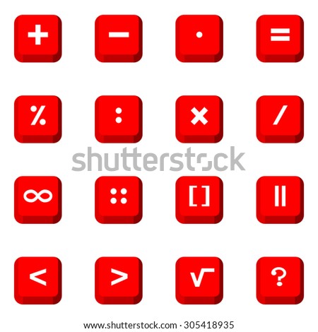 Red buttons with mathematical characters
