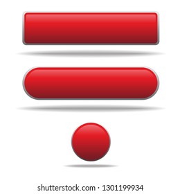 Red buttons on a white background. Red buttons for website or app. Vector 3d. eps10.
