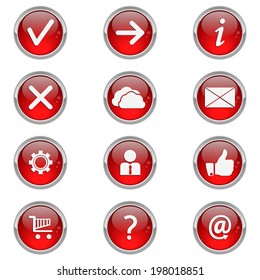 red buttons set. vector illustrations
