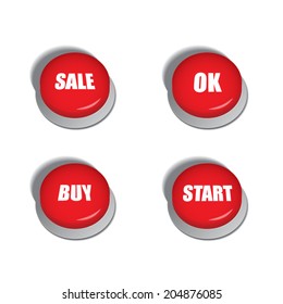 Red buttons with various commands such as sale, buy or start
