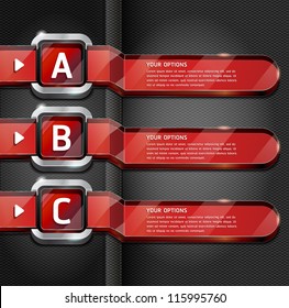 Red Buttons Website Style Number Options Banner & Card Background. Vector illustration