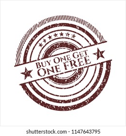 Red Buy one get One Free distressed rubber grunge stamp