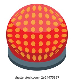 Red buzzer with yellow lights standing on a grey base is waiting to be pressed