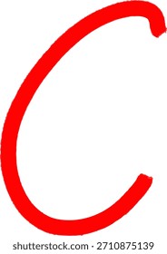 Marca de grado C roja dibujada con textura de marcador en negrita sobre un fondo negro.