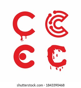 plantilla de logotipo del vector de la colección de letras de Red C