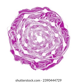 Red cabbage cut isolated, from circle dots of different sizes on white background