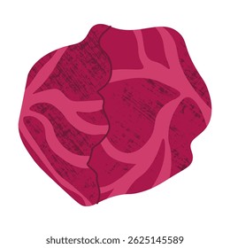 Red cabbage icon. Cartoon purple cabbage vegetable, organic farm product, healthy vegan food, red cabbage cooking ingredient. Vector flat isolated illustration.