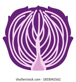 Rote Kohl-Symbol einzeln auf weißem Hintergrund. Veganer-Vektorgrafik