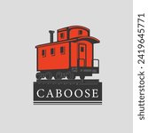 Red Caboose on railway logo flat design